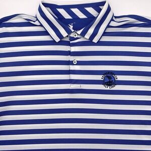 F&G Tech Pebble Beach Polo Men XL Blue White Striped Golf Links Shirt